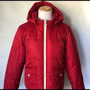LACOSTE Red Thermolite Hooded Puffer Jacket